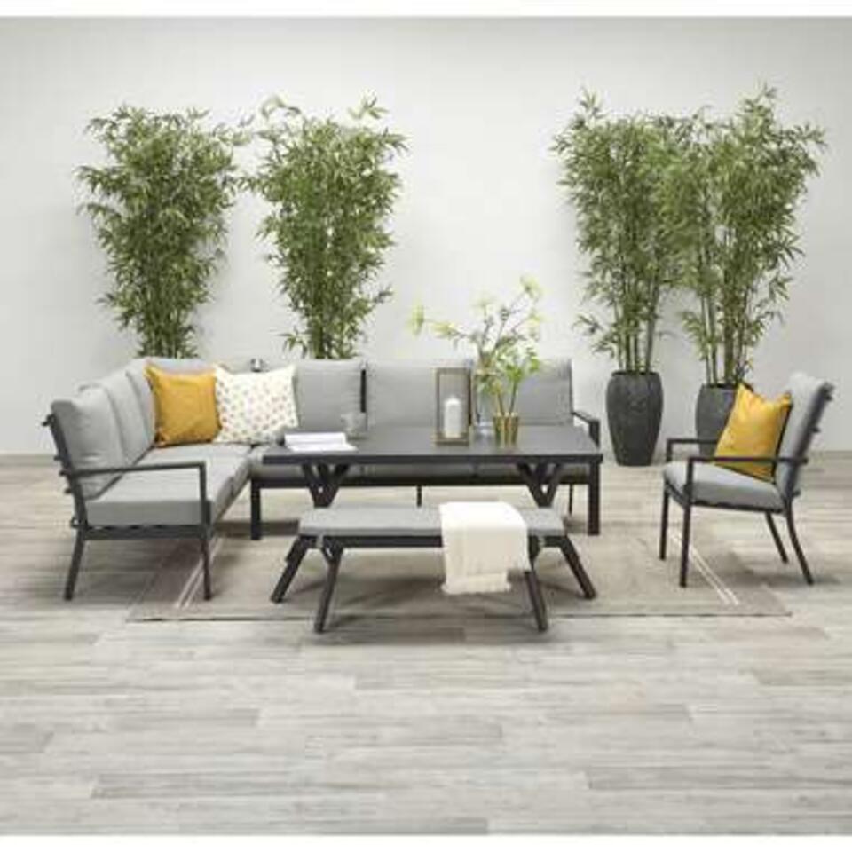 Garden Impressions Senja lounge dining set 3-delig rechts - d. grijs