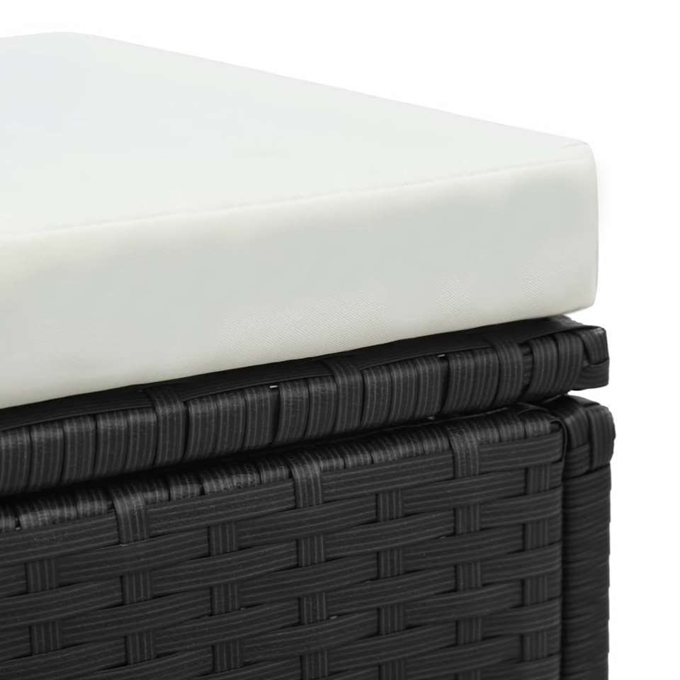 VIDAXL 3-delige Loungeset met kussens poly rattan zwart