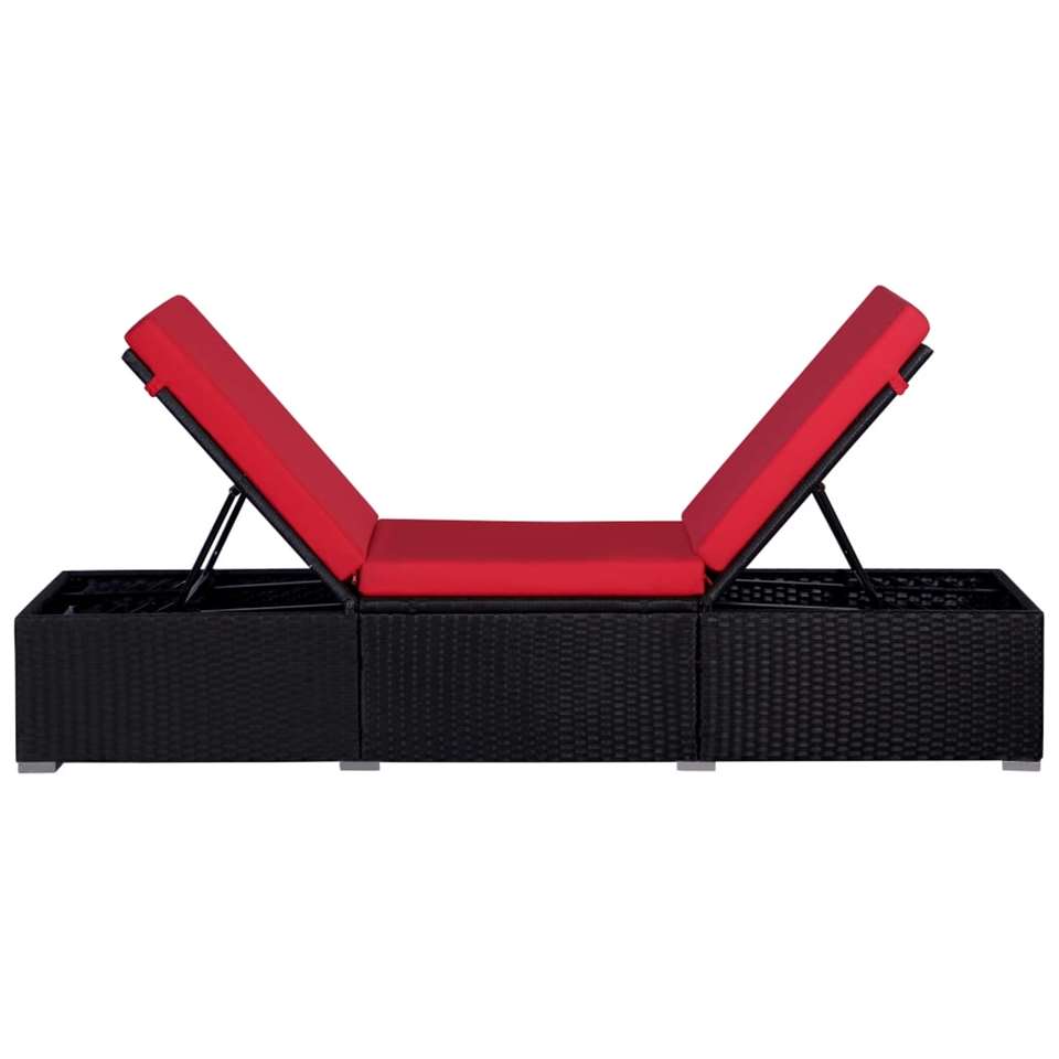 VIDAXL 9-delige Loungeset met kussens poly rattan rood