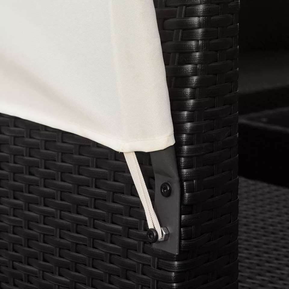 VIDAXL 9-delige Loungeset met luifels poly rattan zwart