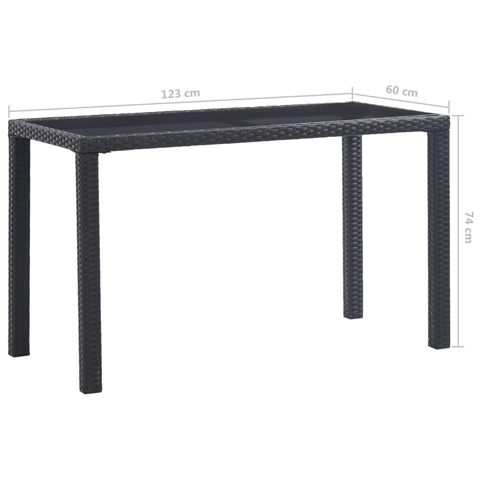 VIDAXL Table de jardin Noir 123x60x74 cm Résine tressée