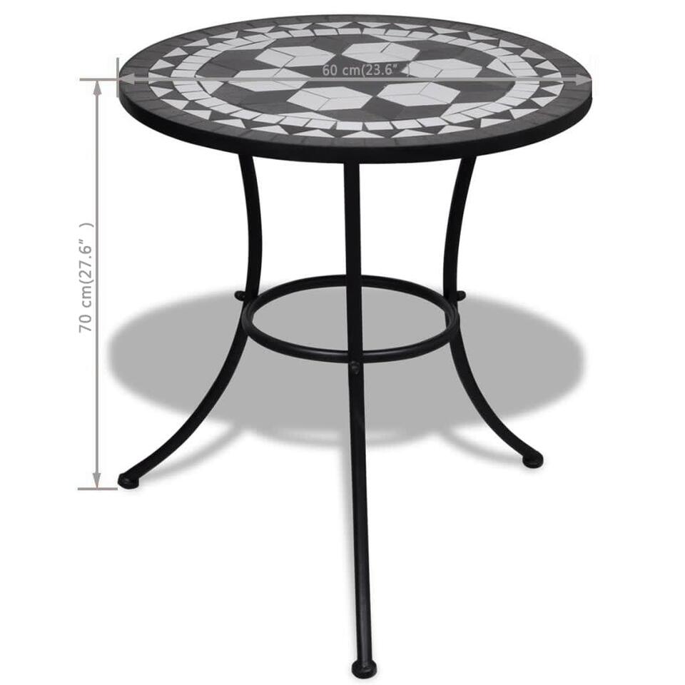 VIDAXL Table de bistro Noir et blanc 60 cm Mosaïque
