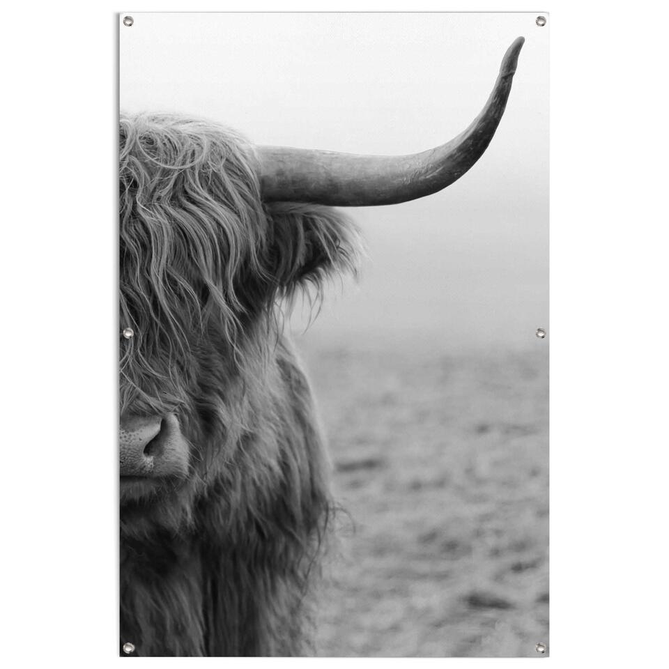 Poster de jardin Highlander d'Écosse 120x80 cm Noir - Blanc | Leen Bakker