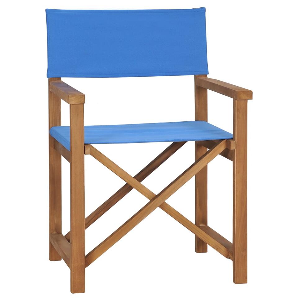 vidaXL Chaise de metteur en scène Bois de teck solide Bleu product