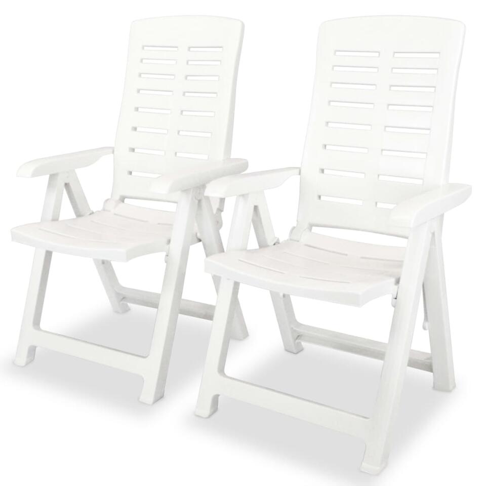 vidaXL 2 pcs Chaises inclinables de jardin Plastique Blanc product