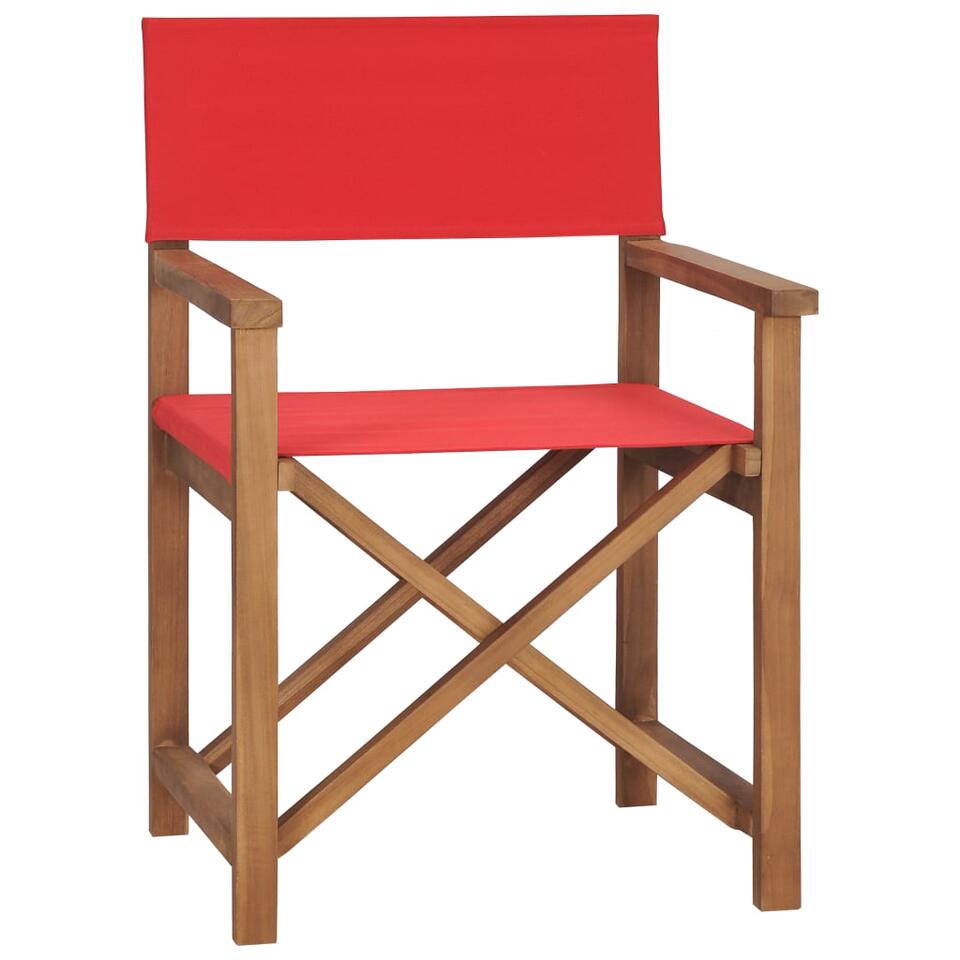 vidaXL Chaise de metteur en scène Bois de teck solide Rouge product