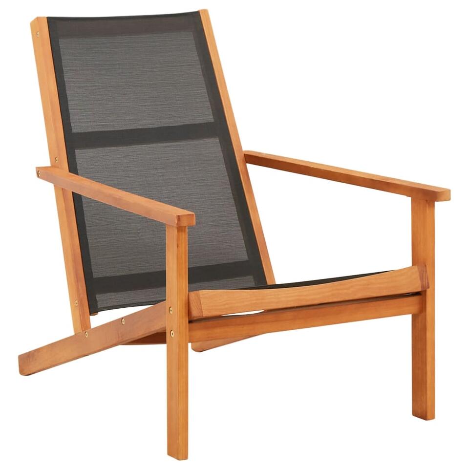 vidaXL Chaise de jardin Noir Bois d'eucalyptus solide et textilène product