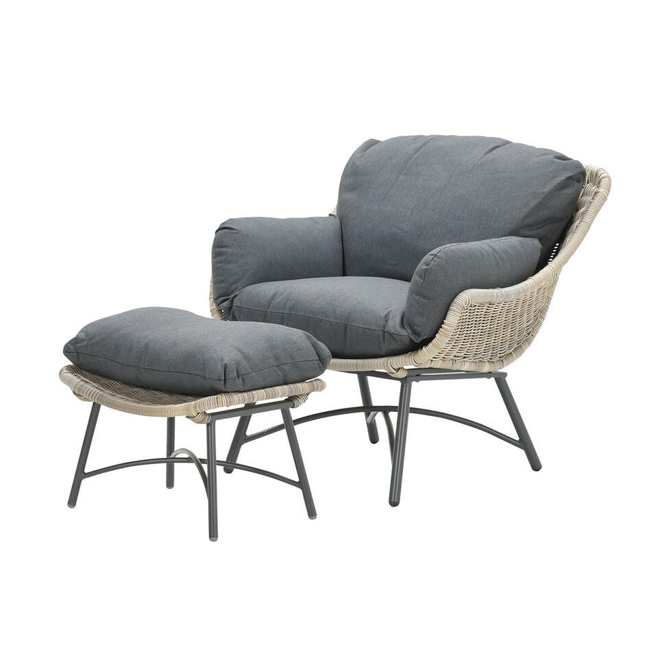 Garden Impressions Selene loungestoelen met bijzettafel - donker grijs