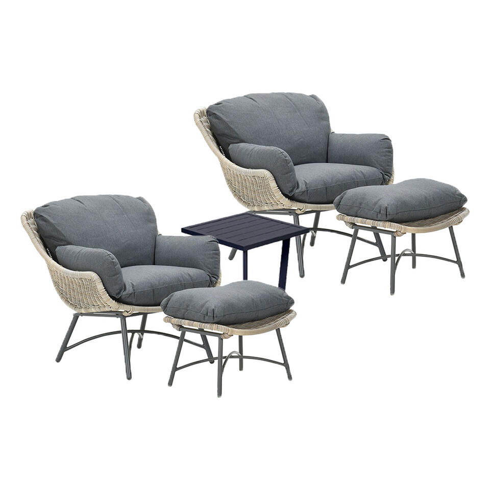 Garden Impressions Selene loungestoelen met bijzettafel - donker grijs