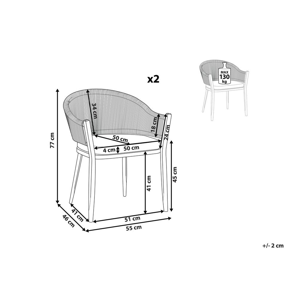 Beliani Chaise de jardin MILETO - Gris aluminium