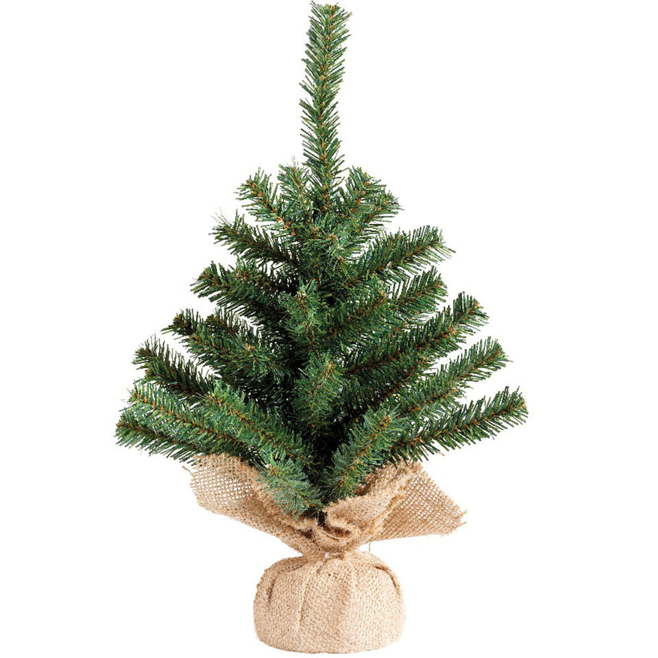Mini kerstboom - groen - zak - 45 cm Leen Bakker