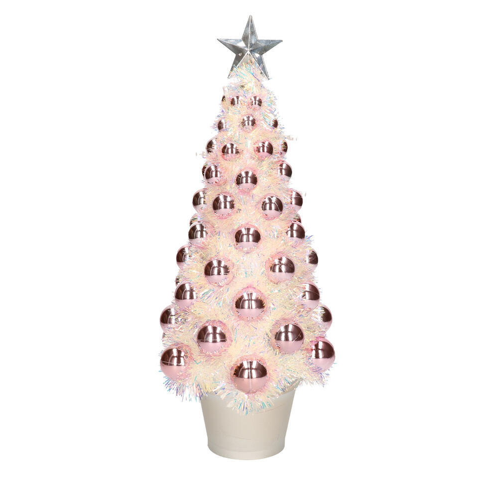 Bellatio Kerstboom - kunst - mini - roze - 40 cm | Leen Bakker