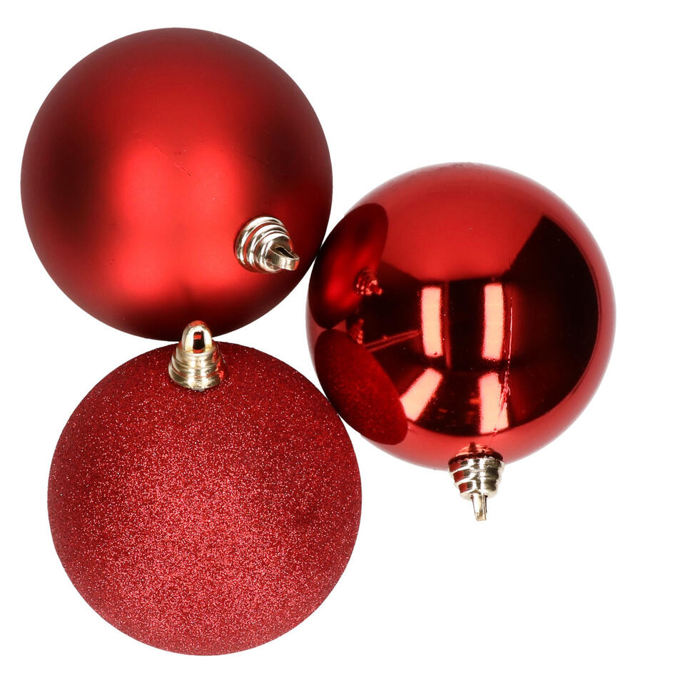 Verslaving Vlekkeloos enz Cosy & Trendy Kerstballen - 3x- rood - groot - mat - glans - glitter | Leen  Bakker