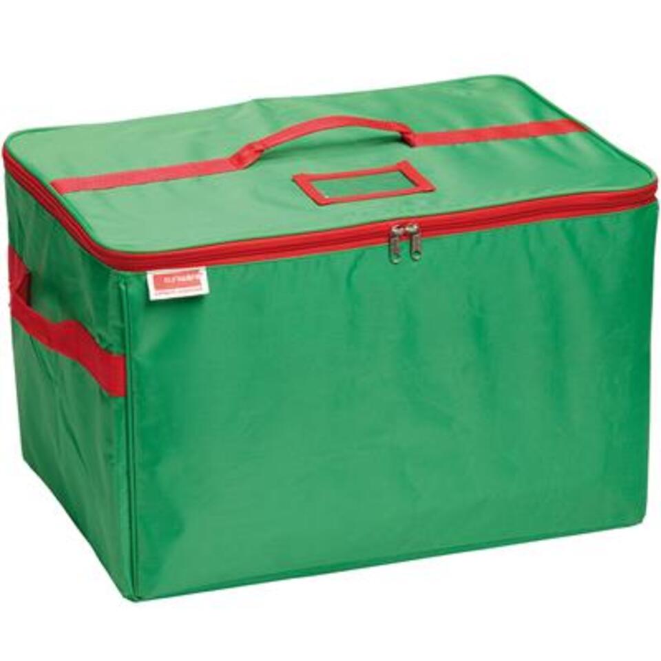 Nesta boîte de rangement Noël 45L avec insert pour 62 boules transparent  rouge