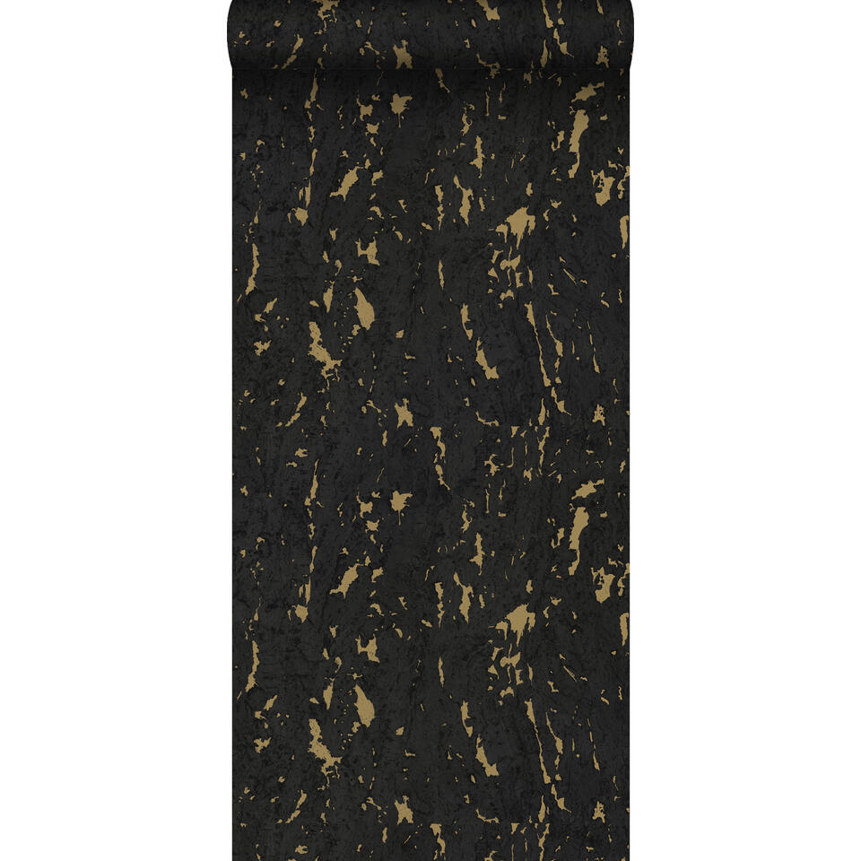 wenselijk dwaas logica ESTAhome behangpapier - kurk - zwart en goud - 50 x 900 cm - 139337 | Leen  Bakker