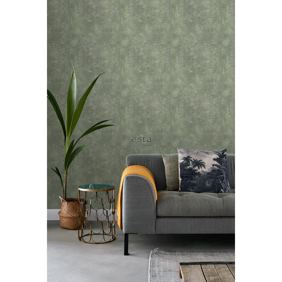 ader Melancholie Nodig hebben ESTAhome behangpapier - betonlook - vergrijsd groen - 50 x 900 cm | Leen  Bakker