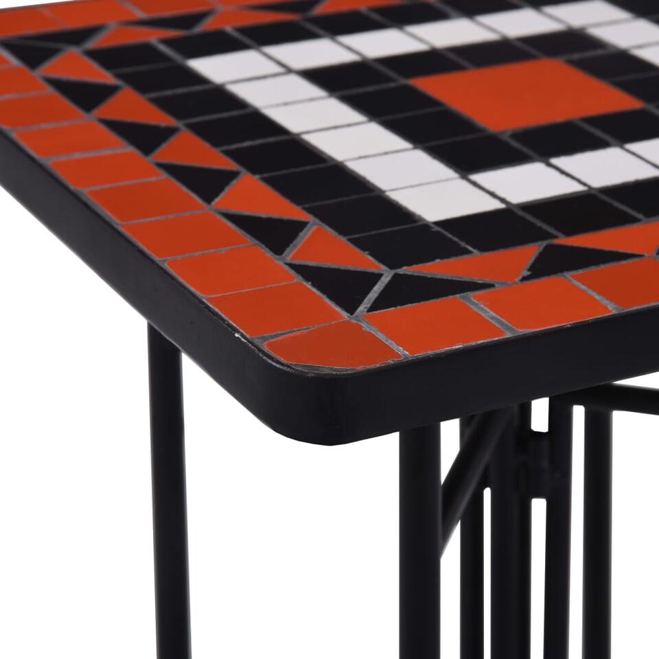 vidaXL Tables d'appoint mosaïque Terre cuite et blanc Céramique