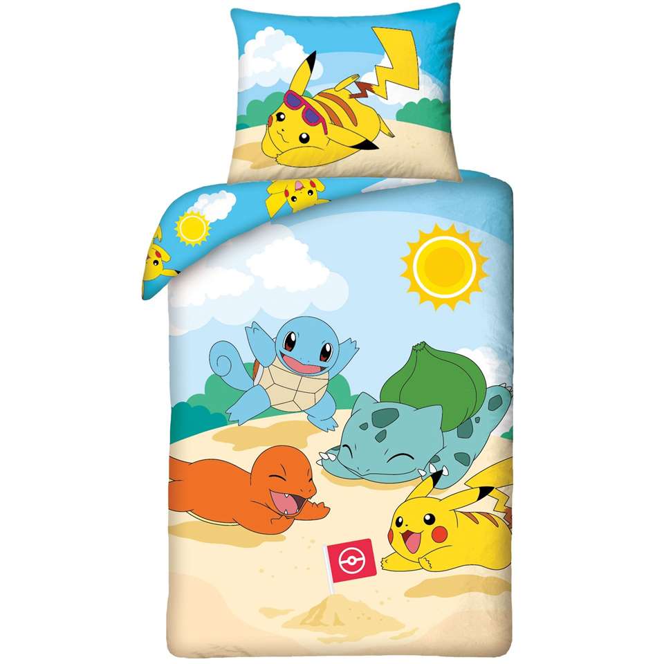 Pokémon Dekbedovertrek Beach Day - Eenpersoons - 140 x 200 cm - Katoen | Bakker