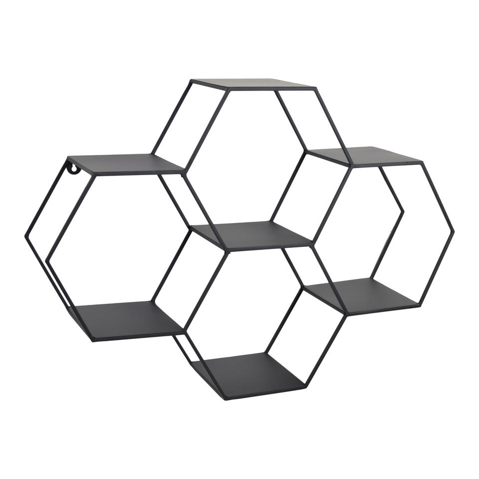 Bedelen professioneel Naar boven LOFT42 Hexagon Wandrek Zeshoekig - Zwart - 57x80x20 | Leen Bakker
