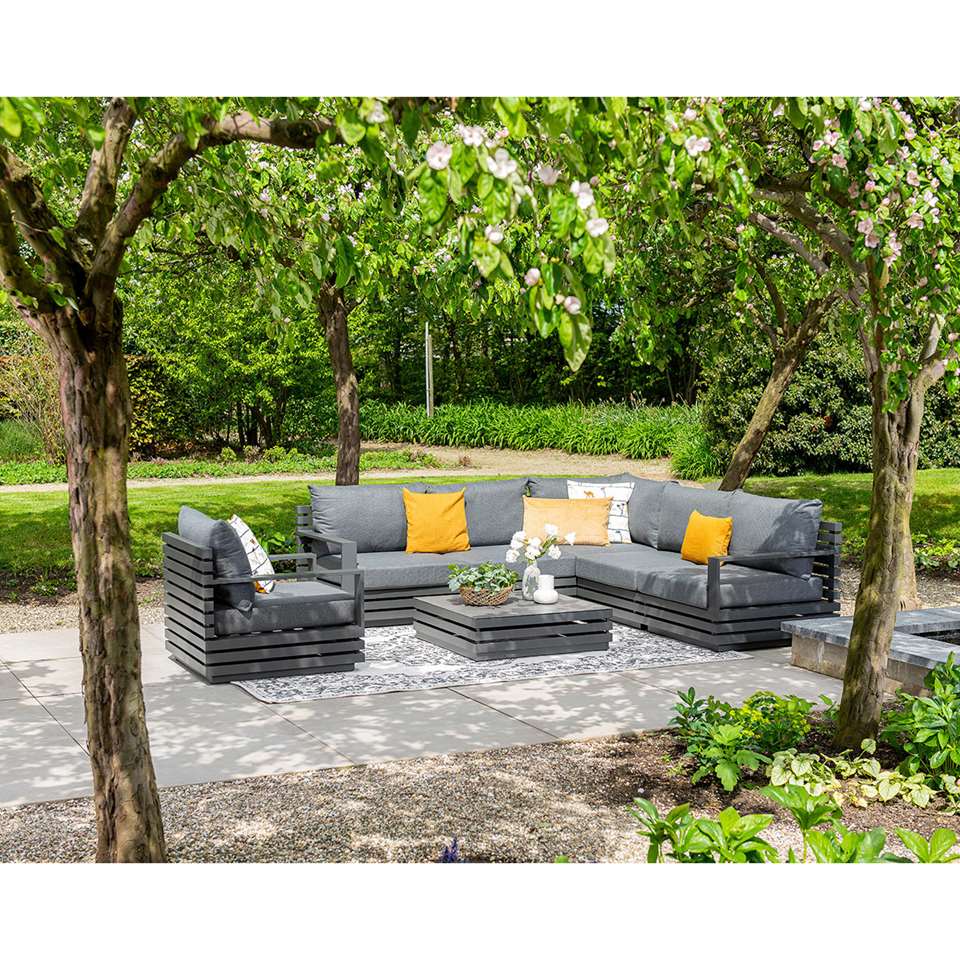 Garden Impressions Corby loungeset 6-delig - donker grijs