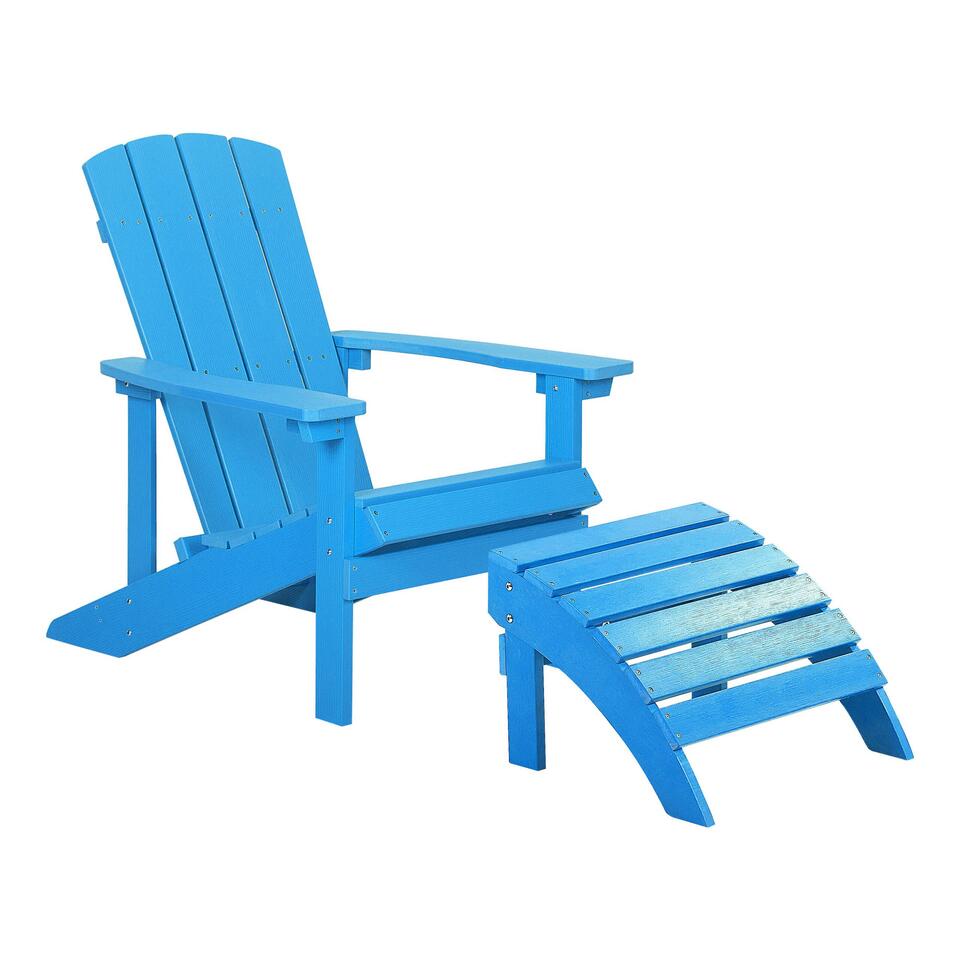 Kwik pedaal Respectvol Beliani Chaise de jardin ADIRONDACK - Bleu bois synthétique | Leen Bakker