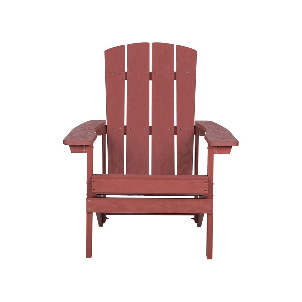 Beliani Chaise de jardin ADIRONDACK - Rouge bois synthétique
