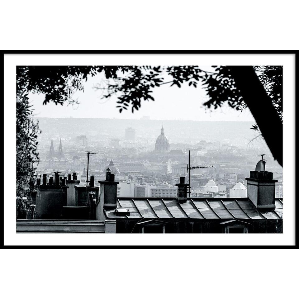 Walljar - Paris City View - Poster met lijst / 30 x 45 cm | Leen Bakker