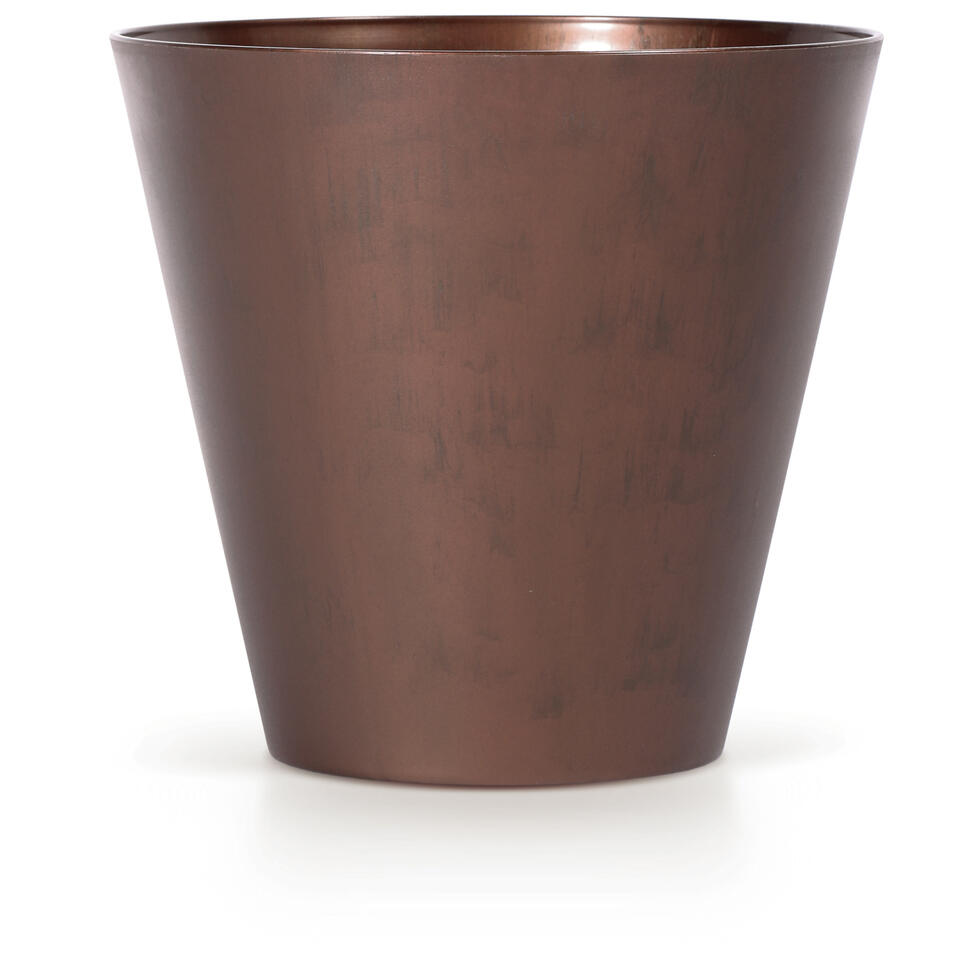 Kunststof bloempot/plantenpot 25 cm cortenstaal look/brons