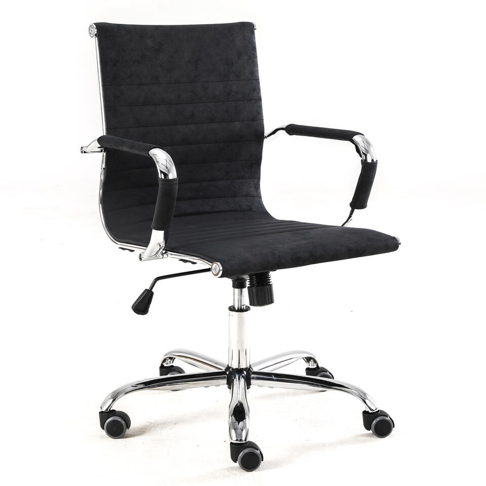 Fahrenheit Plaatsen Serie van Industriële bureaustoel Matt zwart laag ecoleder - 50x55x95 cm - Leder -  Zwart | Leen Bakker
