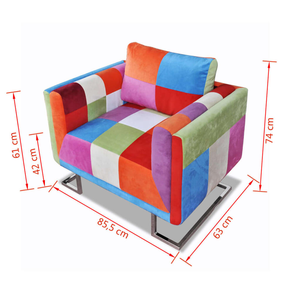 vidaXL Fauteuil cube avec design de patchwork Chrome Tissu