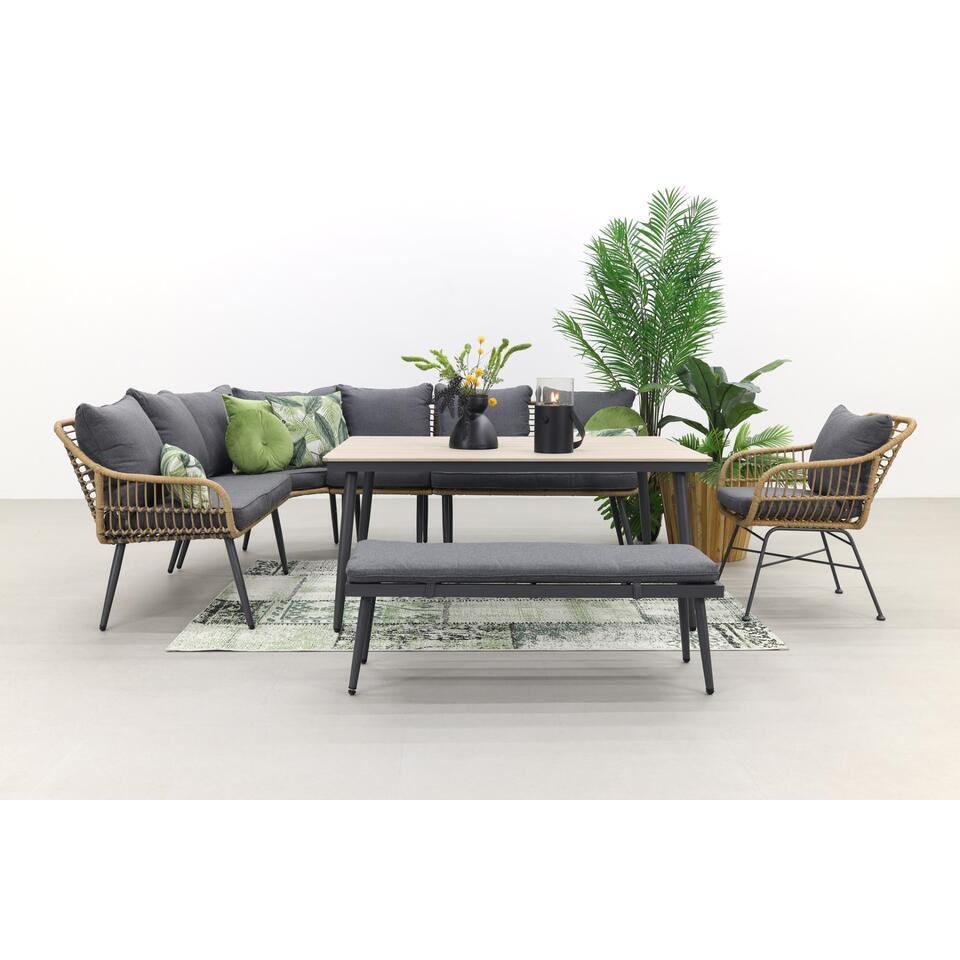 Garden Impressions Margriet lounge dining set met stoel - Naturel - 7 delig