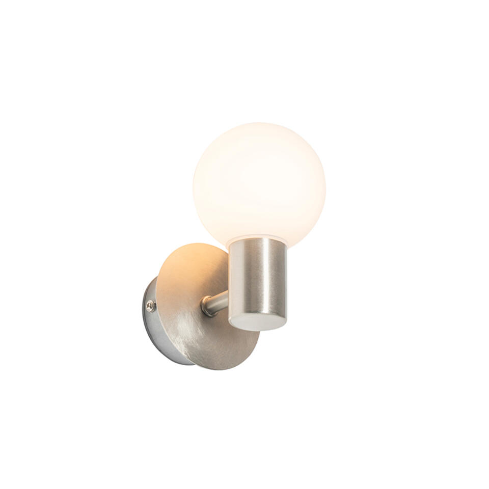 Weigering begrijpen munt QAZQA Moderne wandlamp staal IP44 - Cederic Up | Leen Bakker