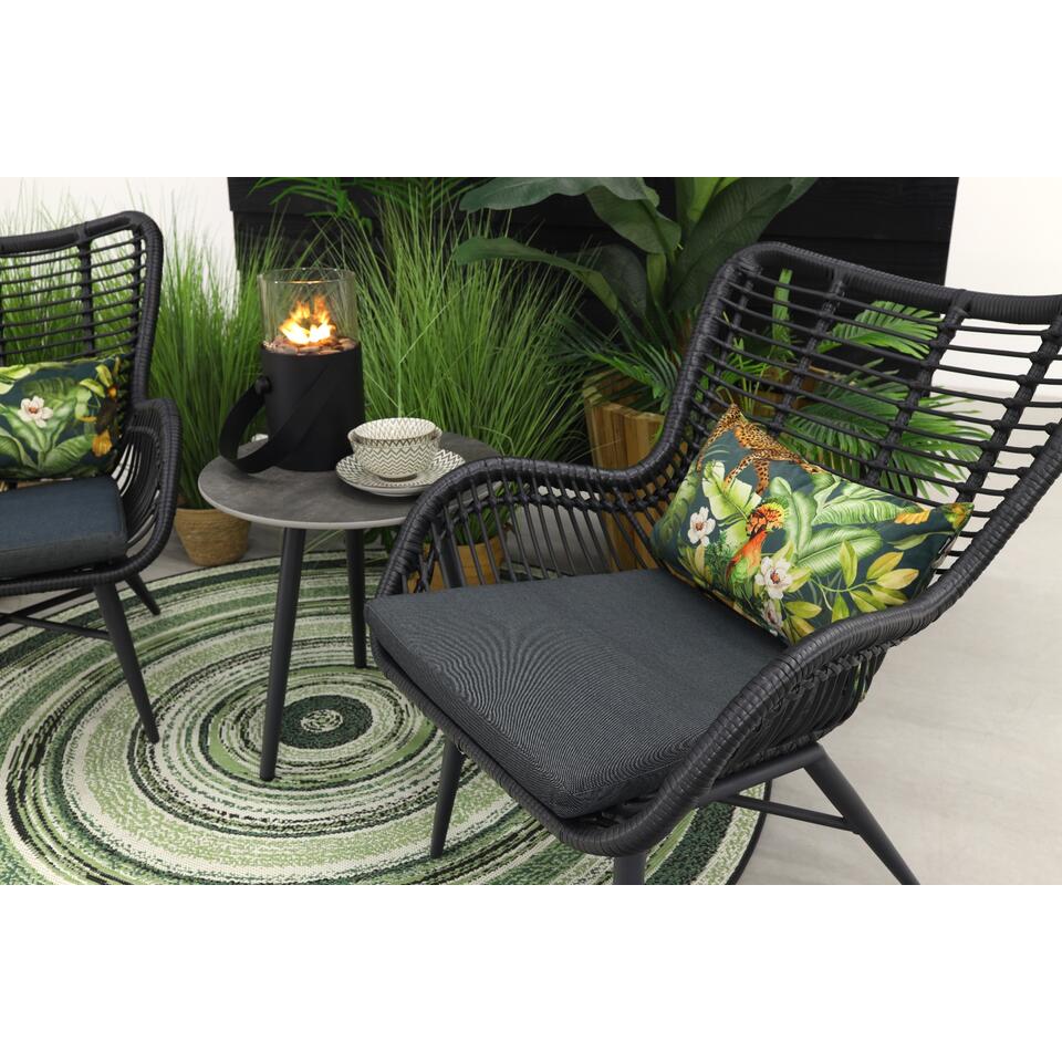 Jasmine loungestoelen set met bijzettafel - black