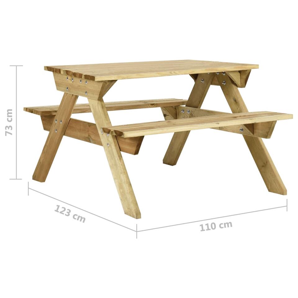 vidaXL Table de pique-nique et bancs 110x123x73cm Bois de pin imprégné