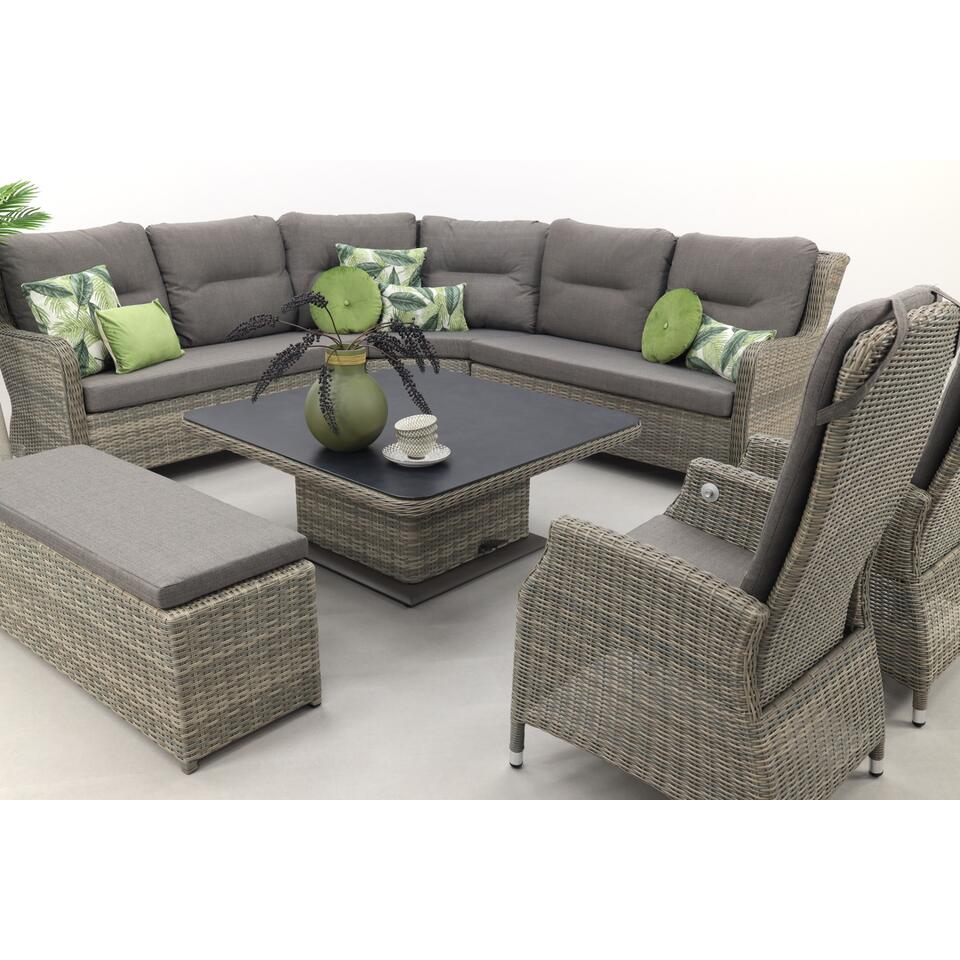 VDG Sandigo lounge dining set met bijzetbank + 2x verstelbare stoel