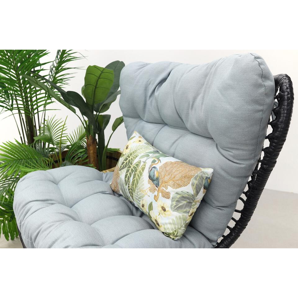 Libelle retro loungestoel met voetenbankje - zwart