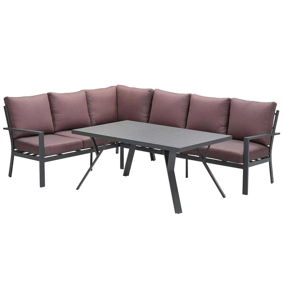 GI Sergio lounge dining set 3-delig - Links - black/Copper