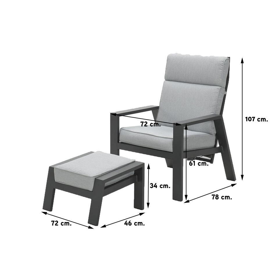 VDG Max verstelbare loungestoelen incl. voetenbank + Ivy bijzettafel