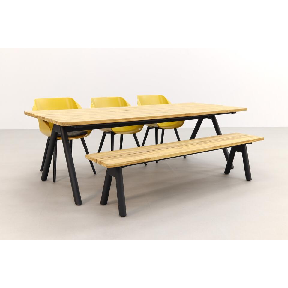 Hartman tuinset Sophie Studio Yellow/Mason teak tafel 240 cm. + bank