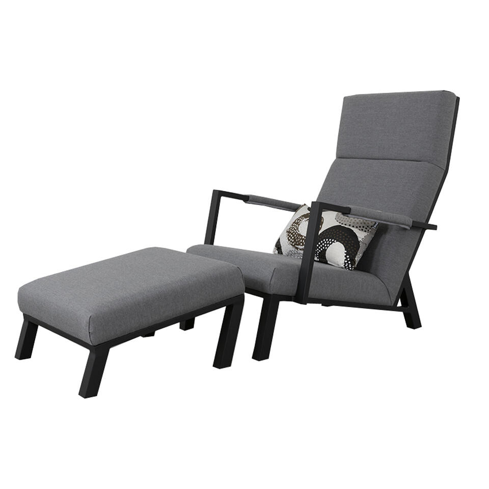 VDG Costa relaxstoel + Hocker - sunbrella - Light grey