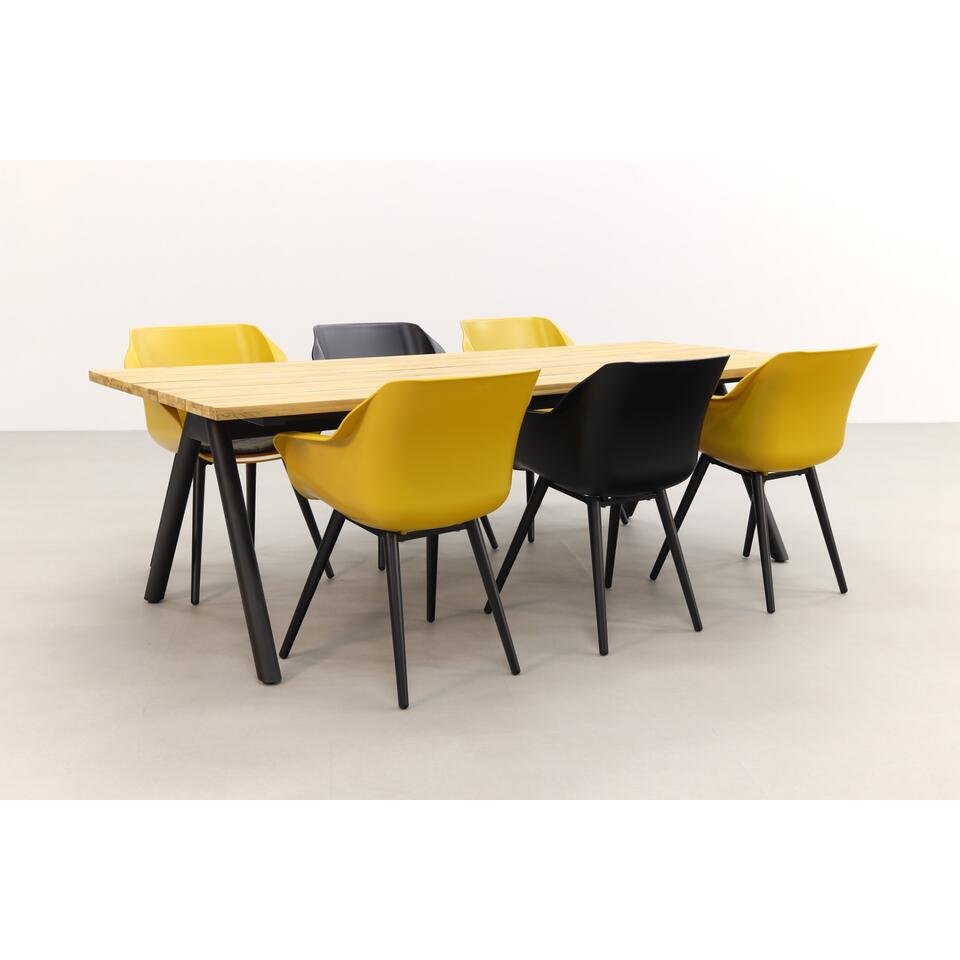 Hartman tuinset Sophie Studio Yellow/Black/Mason teak tafel 240 cm.