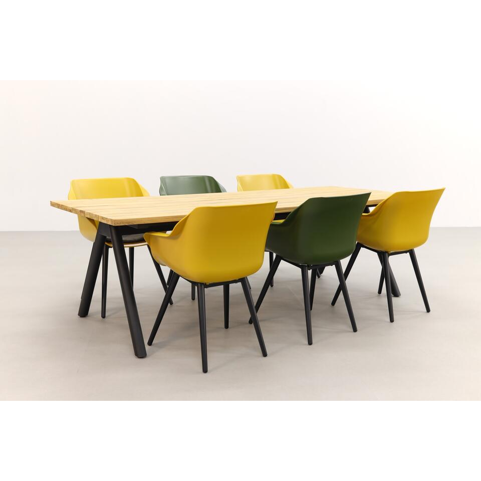 Hartman tuinset Sophie Studio Yellow/Green/Mason teak tafel 240 cm.