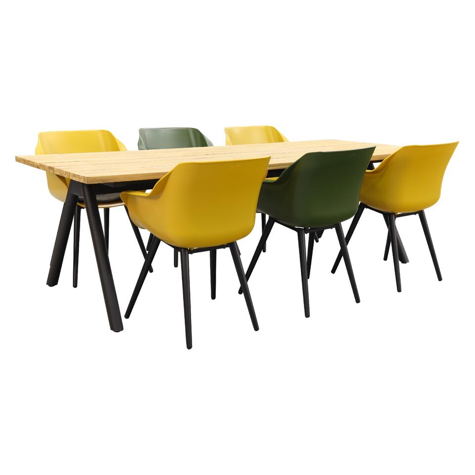 Hartman tuinset Sophie Studio Yellow/Green/Mason teak tafel 240 cm.