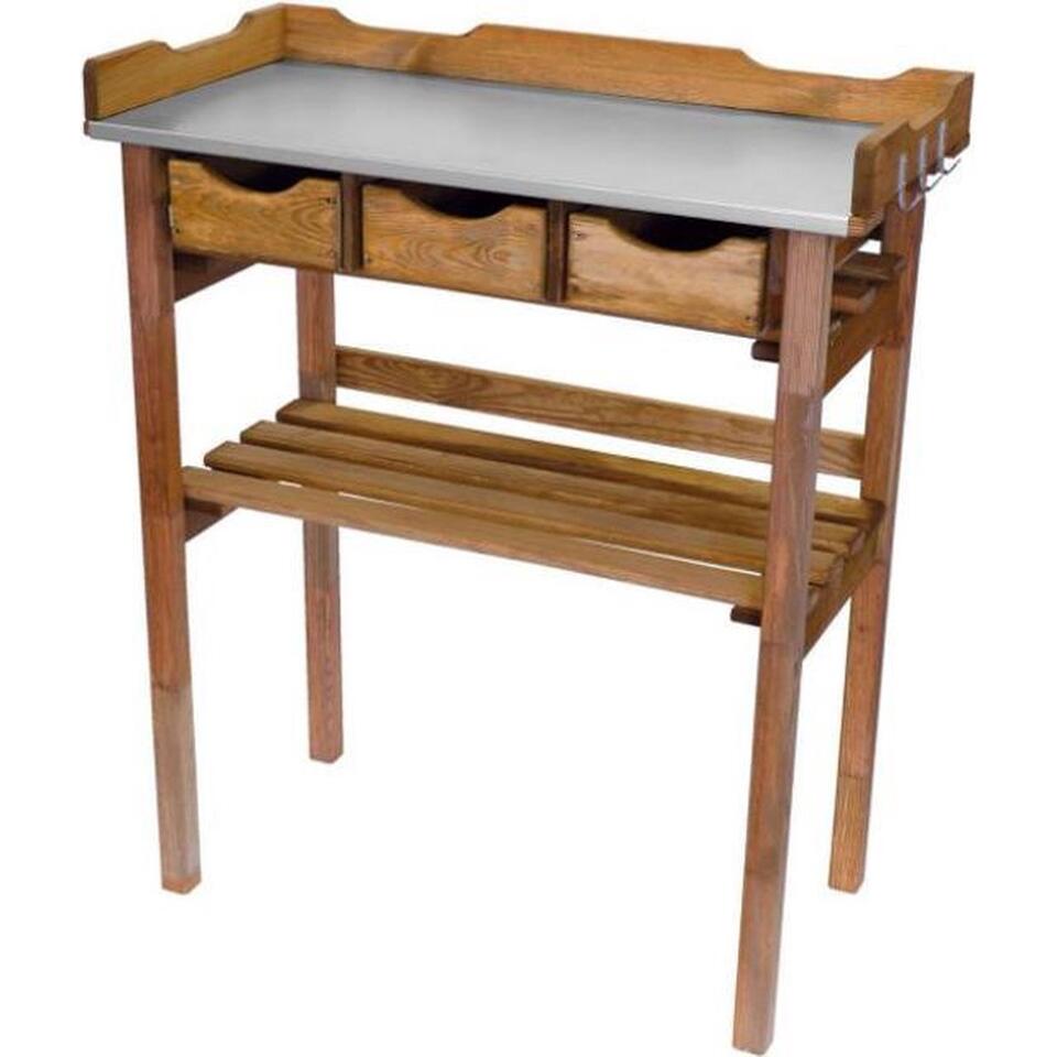 Table de rempotage en bois avec plateau galvanisé product