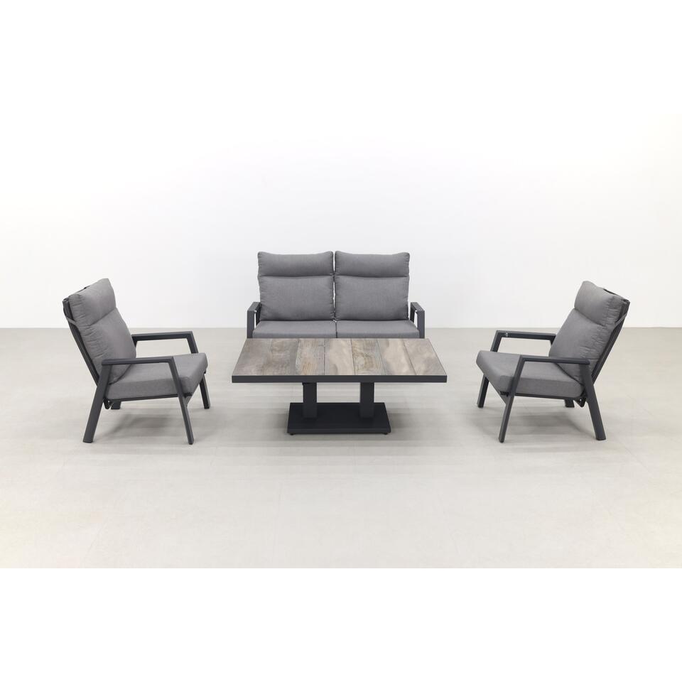 VDG Azoren/Jersey stoel-bank loungeset 4-delig verstelbaar - Antraciet
