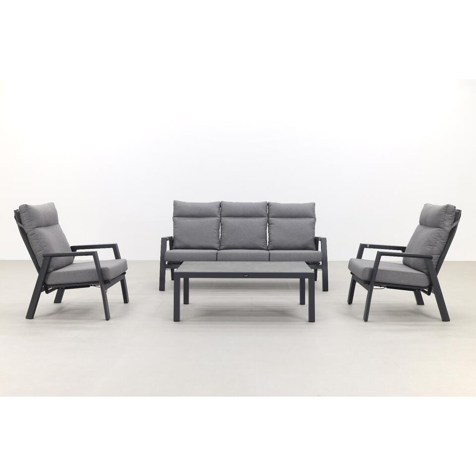 VDG Azoren/Atlanta stoel- 3-zitsbank loungeset verstelbaar - Antraciet