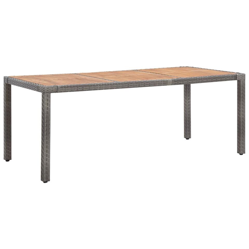 vidaXL Table de jardin Gris 190x90x75cm Résine tressée et acacia