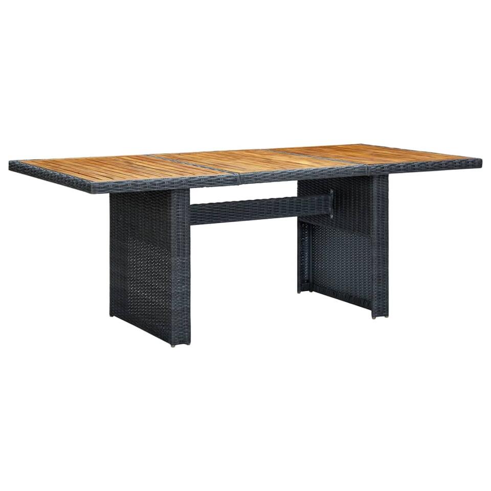 vidaXL Table de jardin Gris foncé Résine tressée et bois d'acacia