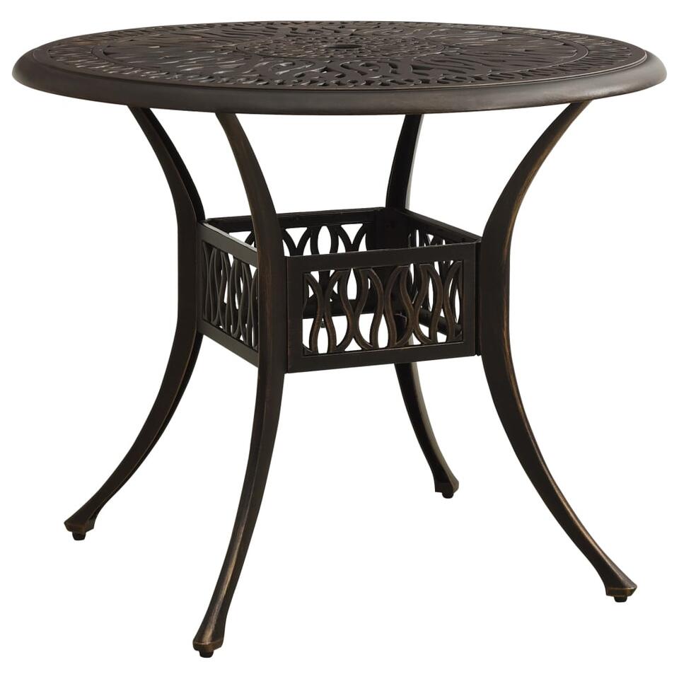vidaXL Table de jardin Bronze 90x90x74 cm Aluminium coulé