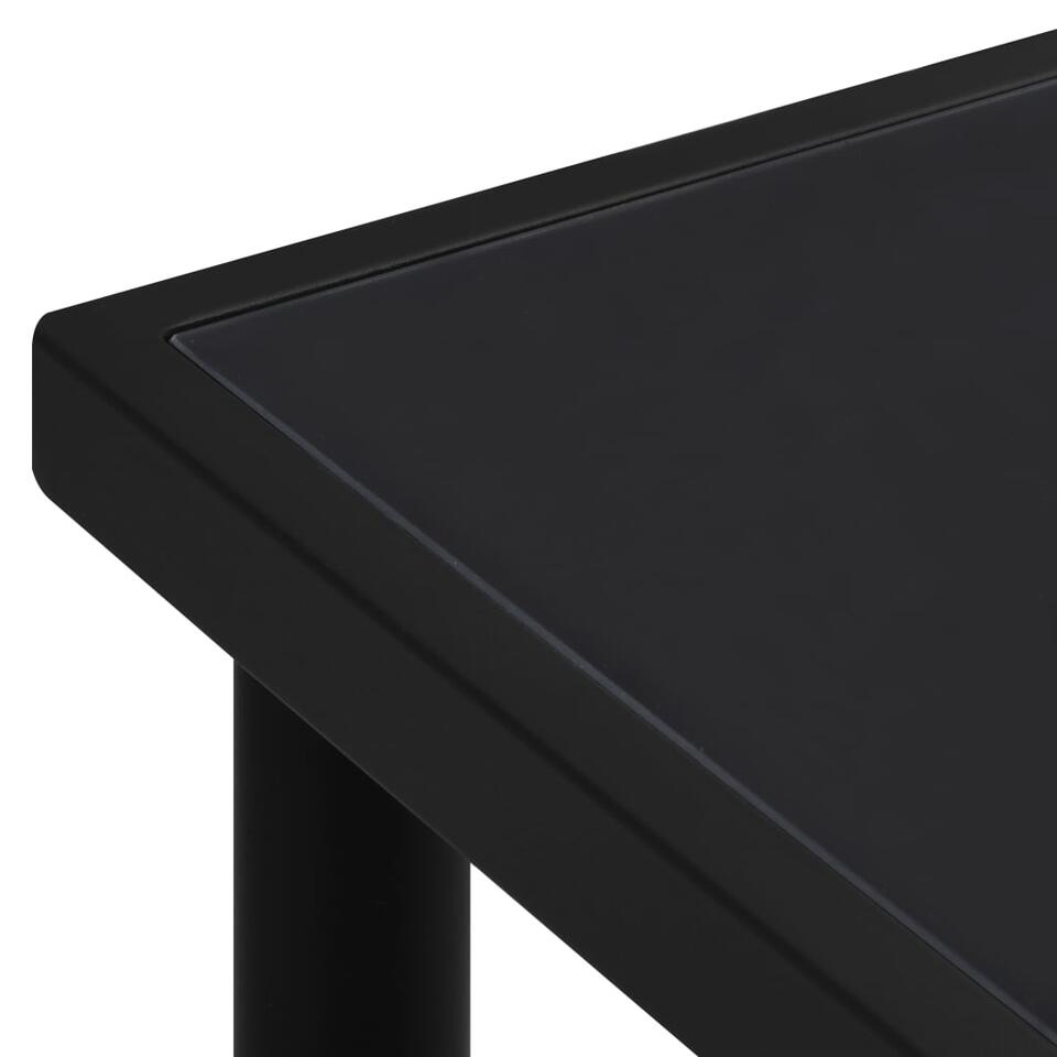 vidaXL Tuintafel met glazen tafelblad 150x90x74 cm staal zwart